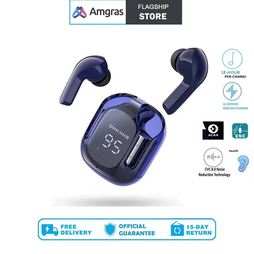 Amgras Future Ⅳ Pro Earphone Bluetooth Waterproof Transparent ENC Earbud Environment Noise Cancelling PureNote Technology