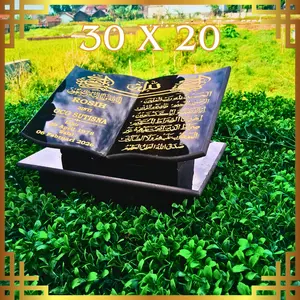 Makam Minimalis Batu Granit Buku 30x20cm Hitam Merah Ukiran Lebur