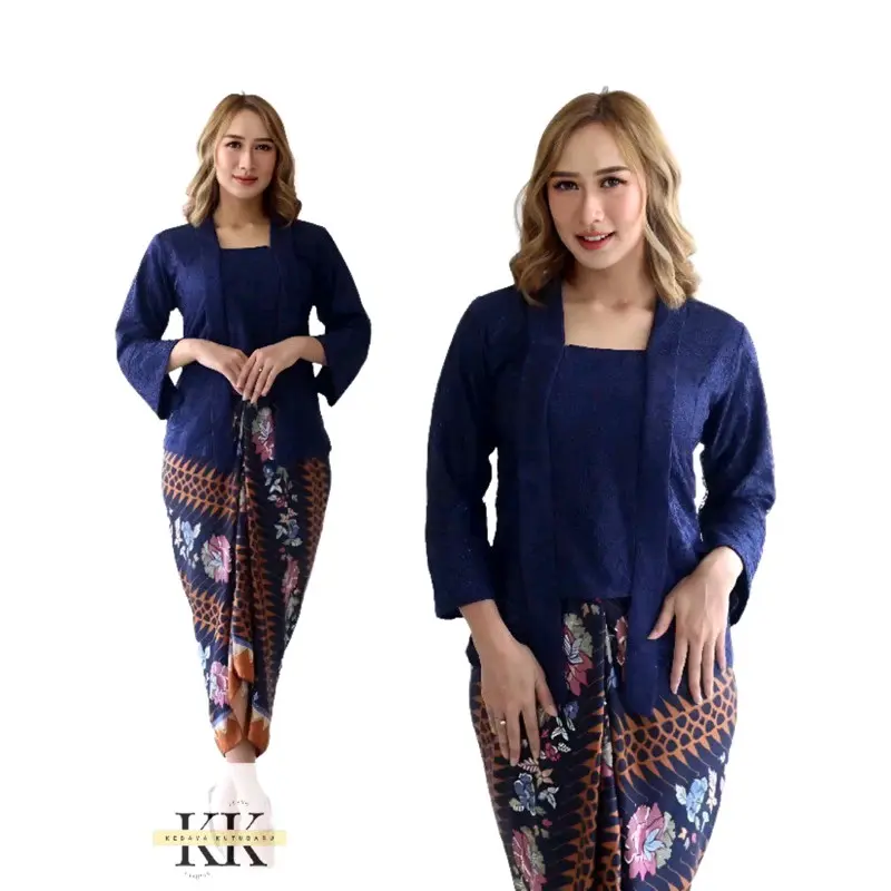 Set Baju Kebaya Kutubaru Brokat Modern Mix Rok Lilit Batik untuk Wanita - Dress Mewah - Atasan 5
