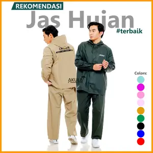 Jas Hujan Pria Wanita Setelan Celana Anti Rembes Bahan Karet PVC Terbaik Akula