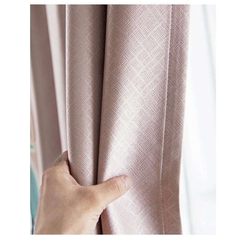 Blackout Solid Color Self-adhesive home decor Curtain Modern Designed Bedroom Window Blue Langsir Free Installation of Small curtains 3
