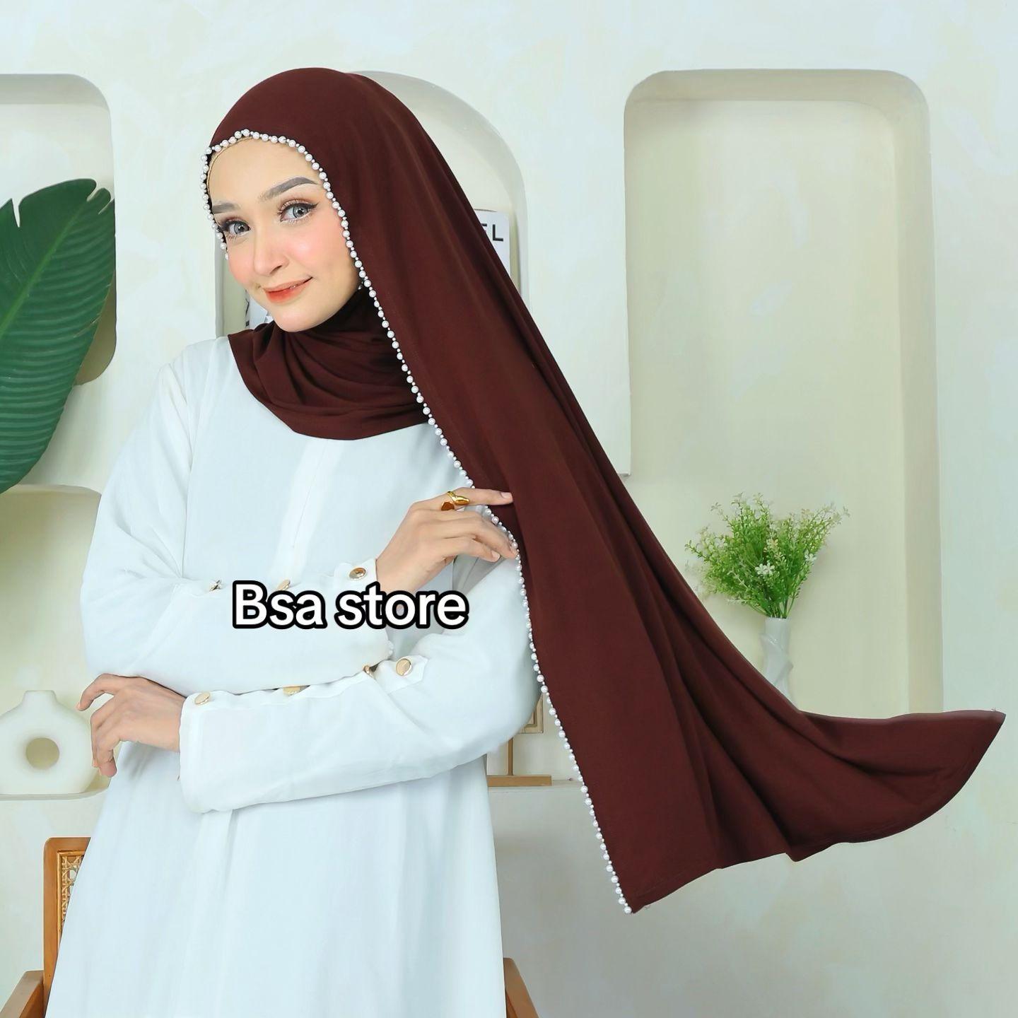 Hijab Pashmina Viscose TANSEL Payet Pinggir Beads Mutiara Kristal Handmade Premium Beaded Pearl Scarf Hijab Shawl