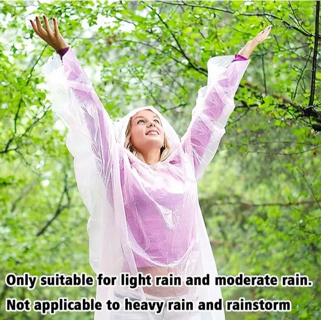 12pcs Disposable Emergency Raincoats Waterproof Ponchos Lightweight for Men and Women with Hood and Sleeves 4