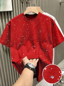 Nueva camiseta de hombre de manga corta, diseño reflectante de cielo estrellado, brillante como un cielo estrellado, artículo esencial de ropa exterior