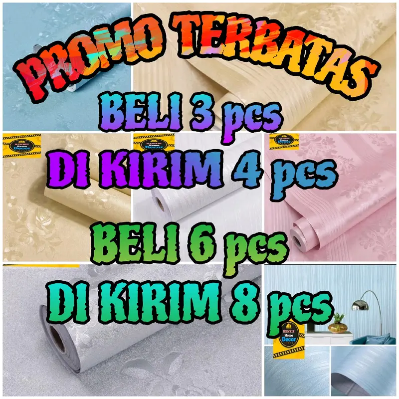 PROMO TERBATAS BELI 3 Roll DIKIRIM 4Roll,   wallpaper sticker dinding MOTIF PUTIH SALUR BUNGA HIJAU  buat ruang tamu Bahan kertas PVC anti ciptaan air 0