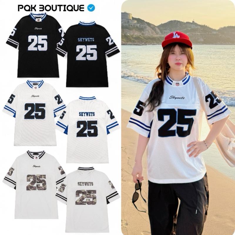 [ Deal mở bán ] Áo Thun Lưới Unisex Form Rộng SKYWETS 25 Hoạ Tiết Thêu Toàn Bộ - Pqk Boutique