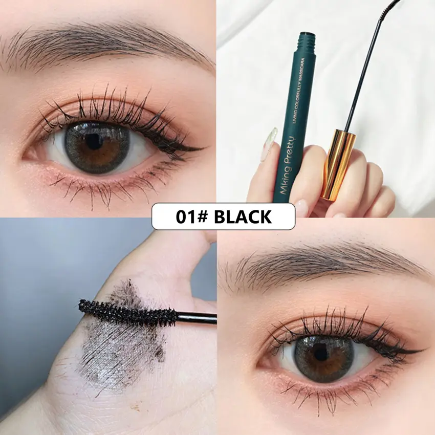 Silk Fiber Thick Curling Colorfully Mascara Long Lasting Waterproof Sweatproof Smudge-proof Eyelash Extension Volume Quick Dry Non-blooming Eye Makeup
