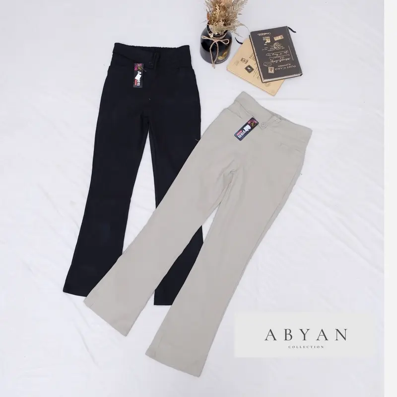 ABYAN - Cutbray Bahan Soft Jeans Strecht Melar Premium Celana Cutbray Wanita Nyaman Panjang Karet Nyaman Panjang Basic Karet Bawahan Cewek 4