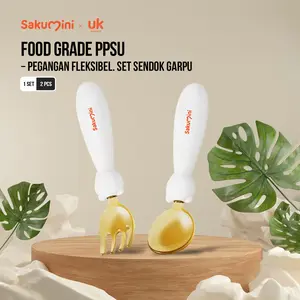 Sakumini Learning Silicone PPSU Spoon Fork Sendok Garpu Bayi