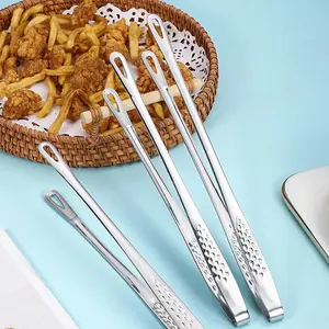COD Jepit Makanan Daging Korean BBQ Steak Clip 28 cm / Stainless Capitan Gorengan BBQ Food Tong / Baja Tahan Karat Anti Panas Serbaguna Alat Dapur Stok Ready Spatula Set All In One Penjepit Bolong Steel Masak wire brush grill Multifungsi Kitchenware Kotak