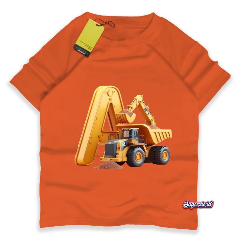 Superzie Baju kaos anak Laki laki 4-13 Tahun Motif Kendaraan alat berat Beko 3 Dimensi 3D DT04 Katun adem 30s 0
