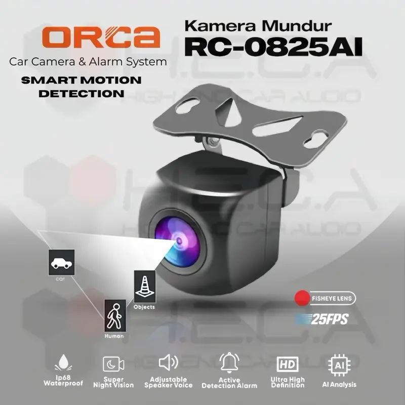 Rear Camera Al + Sensor Parkir Smart Motion Detection AHD 720P Night Vision Orca RC-0825AI