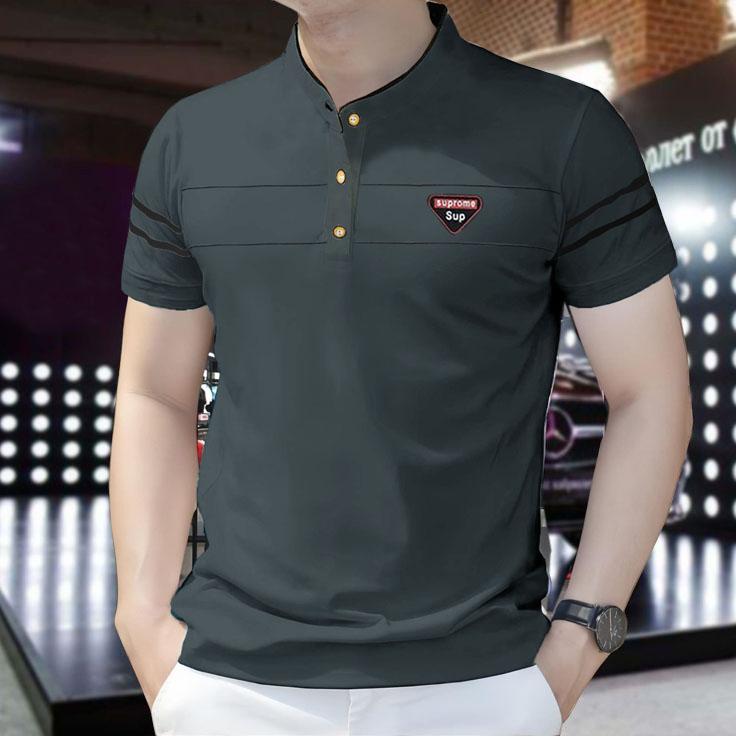 Áo thun nam cổ tàu cổ trụ ngắn tay vải cotton cao cấp co giãn 4 chiều thoáng khí mặc ở nhà đi chơi đi du lịch