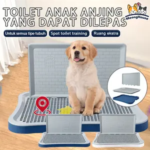 Toilet Anjing + Alas Pipis Hewan Peliharaan dengan Tray Kotak Pasir Indoor Potty Training Pad Anti Bocor Tahan Air Mudah Dibersihkan Kucing Anjing Kecil