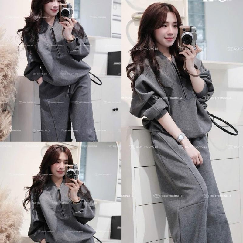 Set nỉ dày dặn gồm áo và quần ống suông SN89