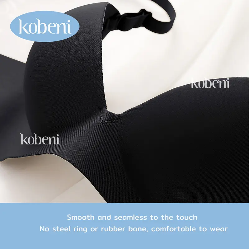 Kobeni Celana Dalam seamless sexy lingerie women's summer gathering without steel ring text bra set black Bh Setelan 3