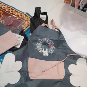 BISA COD H5296 Celemek Anti Air Bahan Kain / Celemek Apron Masak Karakter Anti Air Anti Minyak Tali Waterproof