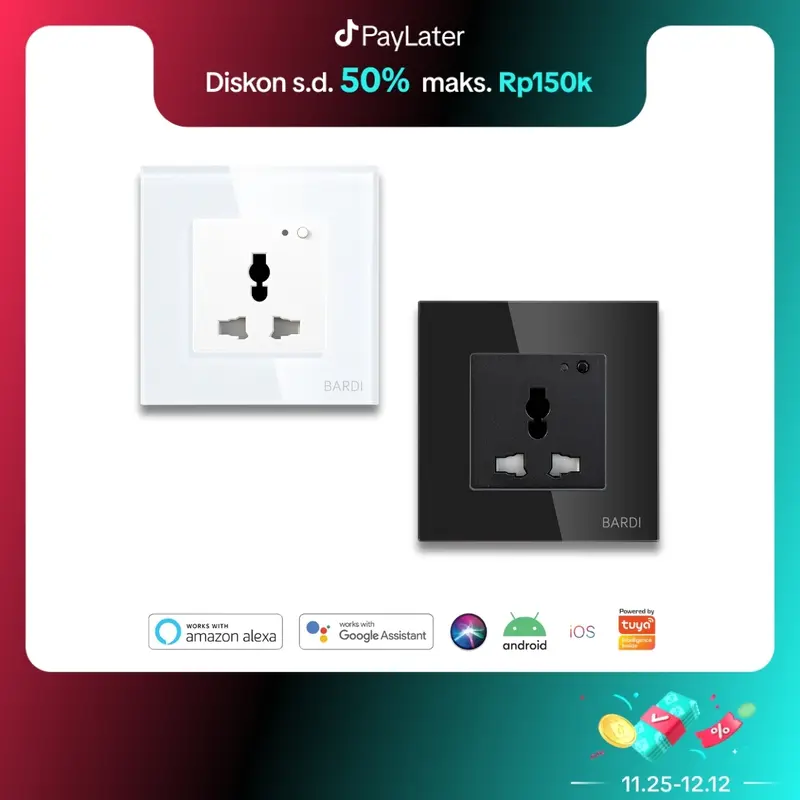 BARDI Smart Wall Socket UNI Max 13A PTH/HTM - Stop Kontak Dinding Pintar Otomatis Wi-Fi Automation 0