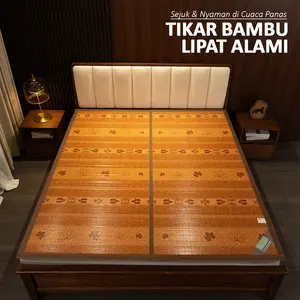IDOHOUSE MOTIF BARU Tikar Bambu Lipat Alami 180x200 160x200 120x200CM Dekorasi Kamar Elegan Bisa Digunakan Untuk Acara & Camping (X8A1/X8B1/X8C1)