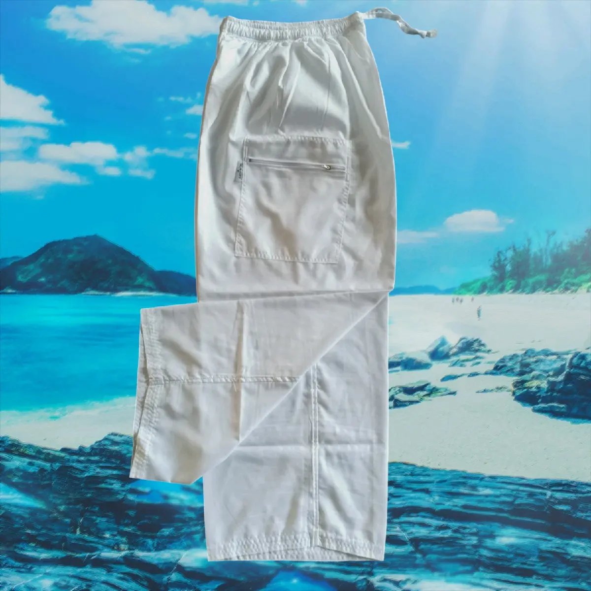 Celana Komprang Dewasa Warna Putih Bahan Katun Metalic Import - Pria Panjang, Bahan Ringan dan Lembut - Nyaman Sirwal