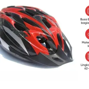 Helm Sepeda TaffSPORT EPS Foam PVC x31 - Merah Hitam - Outdoor