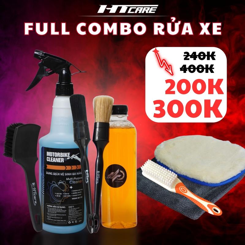 COMBO tẩy rửa ĐA NĂNG Motorbike Cleaner SONAX và Phụ kiện vệ sinh chi tiết xe máy HTCARE