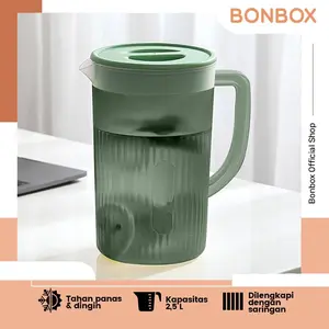 BONBOX Tumbler Ketel Air Teko Tahan Panas Dingin Anti Tumpah Food Grade Serbaguna Tempat Minum Hijau Putih 2.5L BKL802