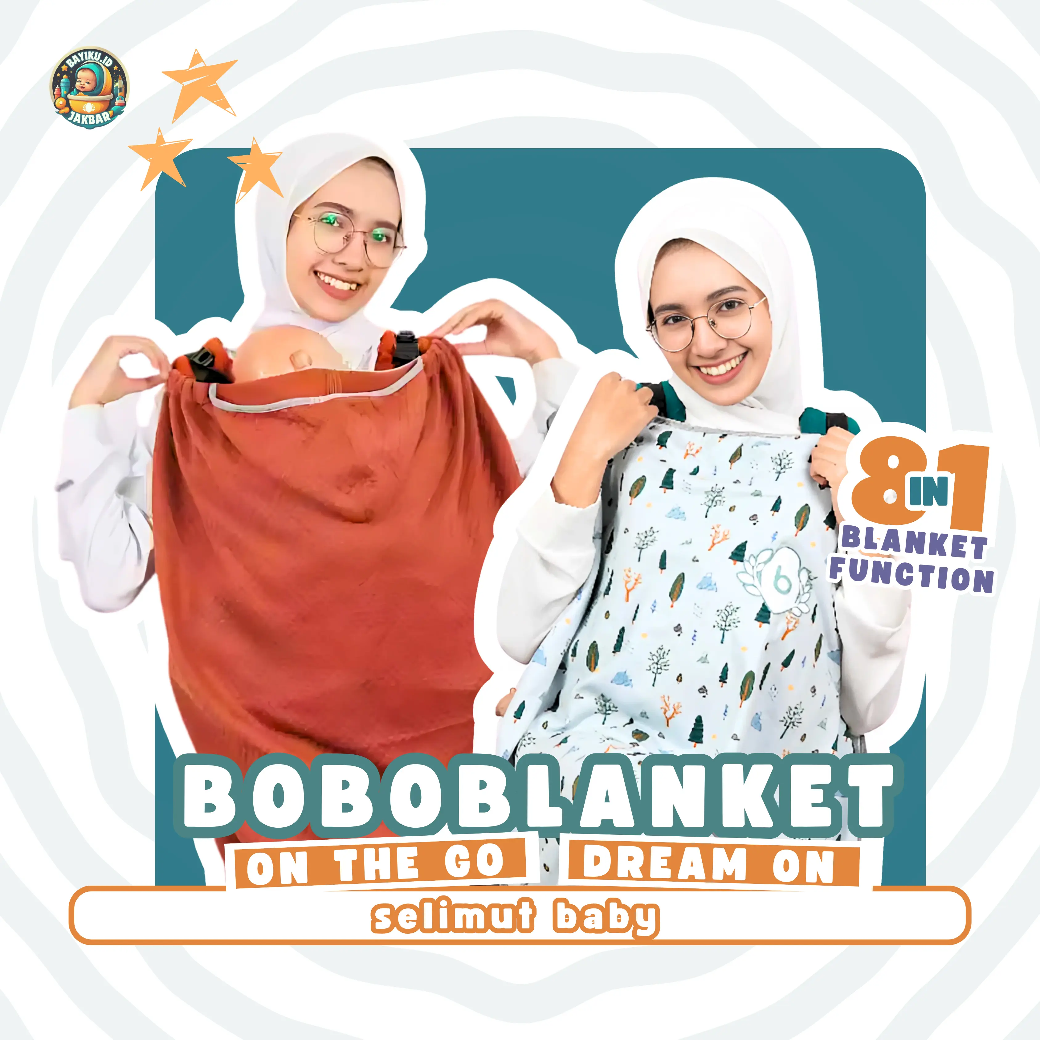 BOBO BLANKET ON THE GO BLANKET READY TO GO DREAM ON BLANKET SELIMUT TIDUR BAYI COVER STROLLER