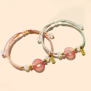 【Samphorid】Gelang Keberuntungan dan Kebahagiaan Gelang Rejeki Cina Wanita Gelang Doa Gelang Hand Rope Adjustable Gelang Tenun Tangan Pink Ping Buckle Makna Spesial Gelang Murah/Gelang Anak/Gelang Manis