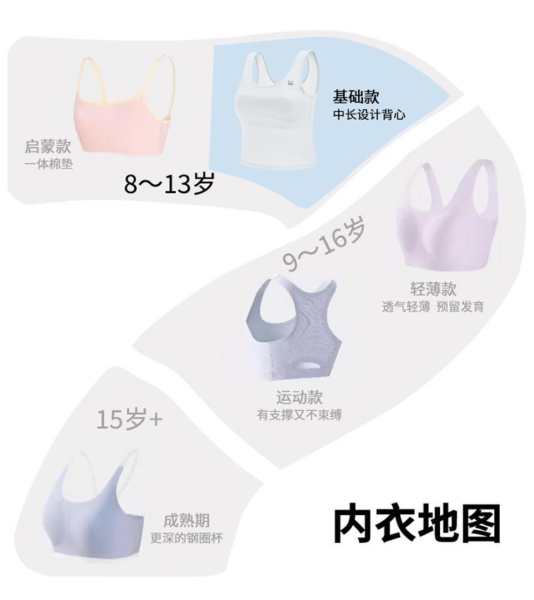 Product Introduction of girl inner wear kid bra children vest singlet cup development adolescent teenage thin camisole 4