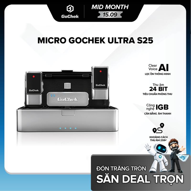 GoChek Ultra S25 Micro Thu Âm Không Dây - Công Nghệ Lọc Ồn AI, Tự động Cân Bằng…