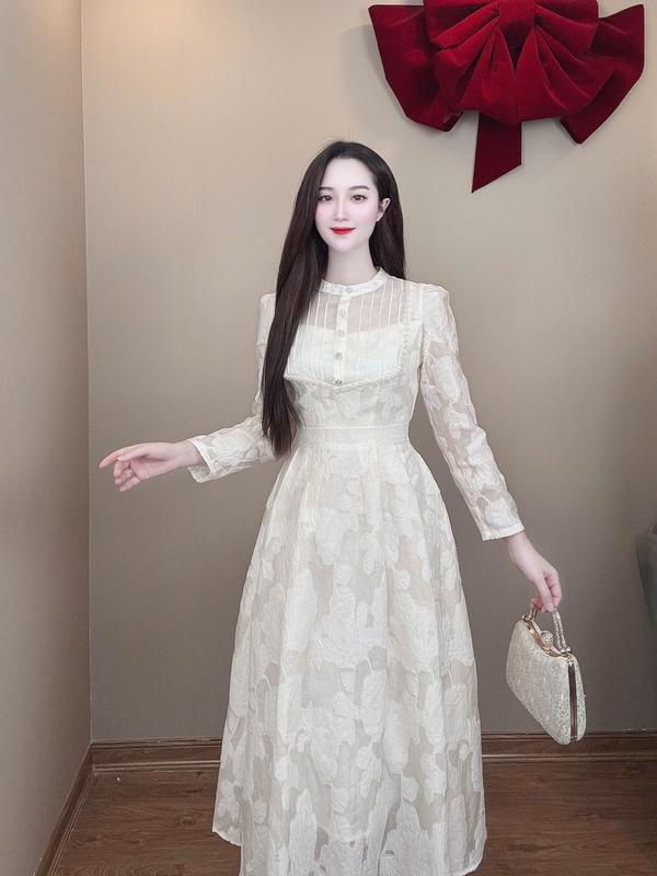 Đầm dự tiệc VQLady A25 Sang Trọng Kết Hoa Đính Đá Tôn Vóc Dáng Nữ Tính váy dài đi tiệc cưới váy dự tiệc.