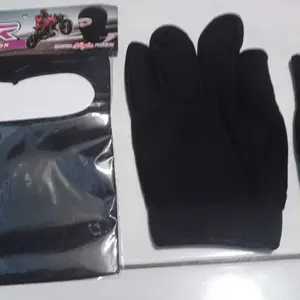 PAKET MOTORAN SARUNG TANGAN DAN MASKER TOPENG BALACLAVA HITAM POLOS PRIA DEWASA MOTORCYCLE