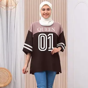 Atasan Oversize Kombinasi Angka Queen 01 Baju Wanita Lengan 3/4 Pakaian Best Seller dengan Desain Trendy dan Nyaman