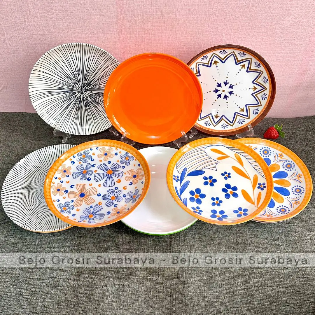 Piring Melamin 7/8/9 inch Piring Makan Piring Saji Piring Motif Alat Makan Kitchenware