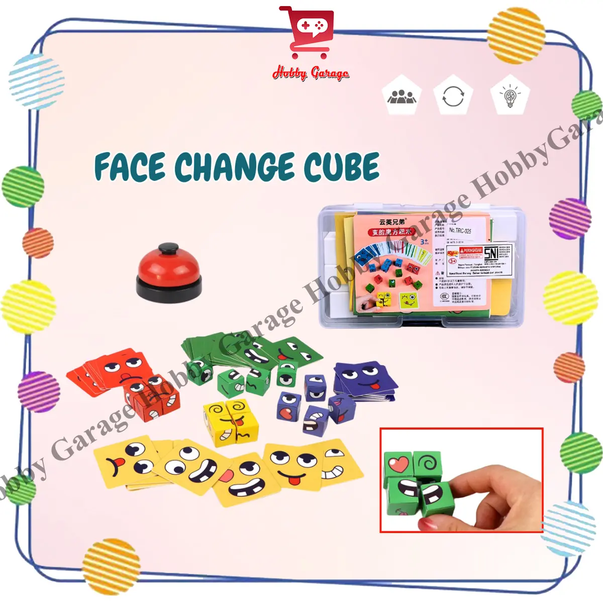 Mainan susun ekspresi muka face changing cube rubik anak puzzle family game