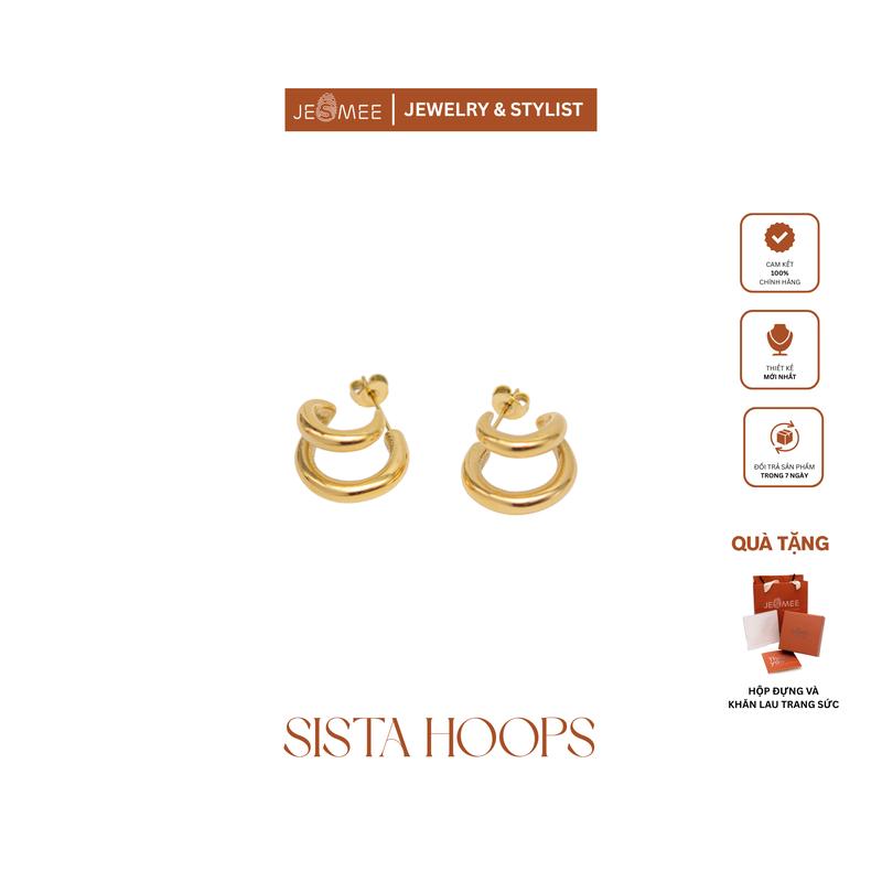Khuyên Tai Nữ Tròn Thiết Kế 2 Vòng Khuyên Sista Hoops Jesmee - E6558