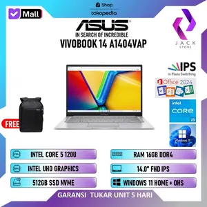 ASUS VIVOBOOK 14 A1404VAP CORE I5 120U 16GB 512GB W11+OHS+M365B 14.0FHD VIPS GARANSI RESMI