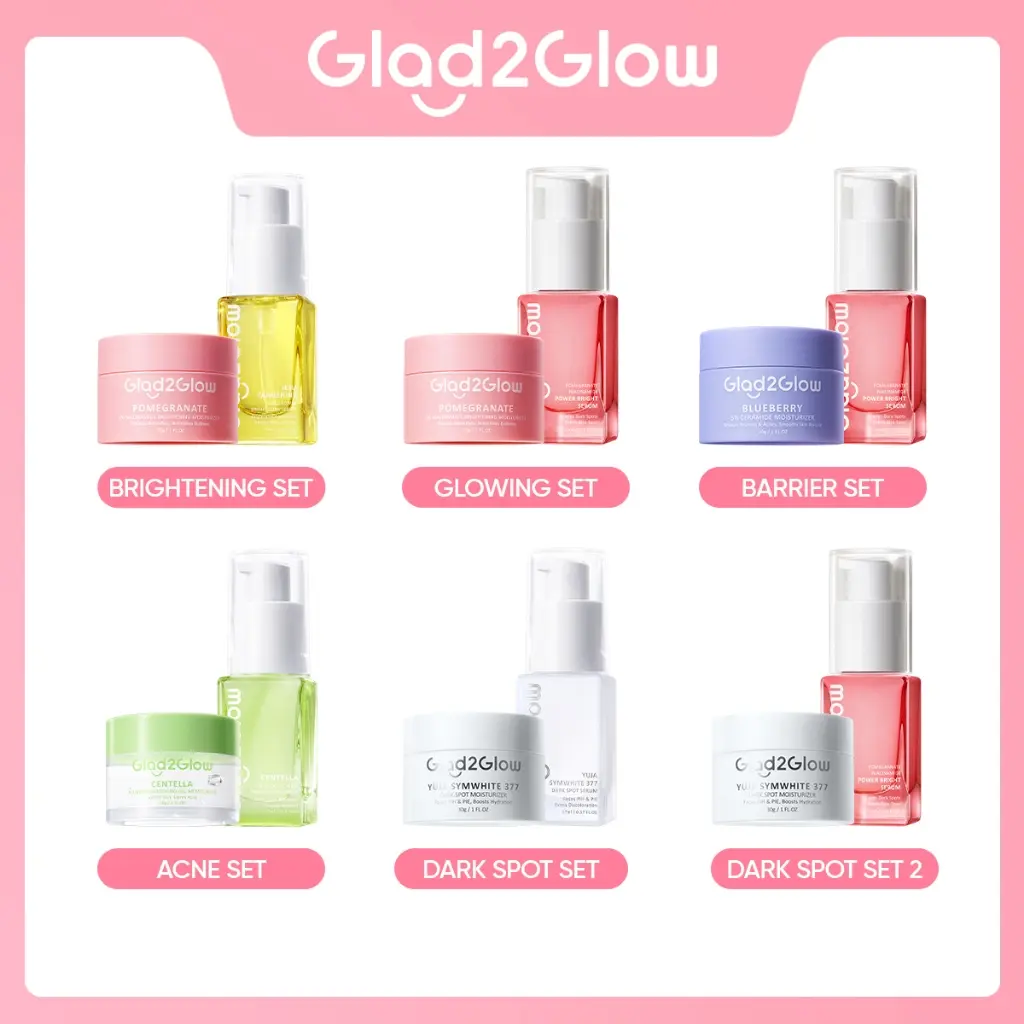 Murah ! Paket 2 Pcs Glad2Glow Skincare Paket Moisturizer + Serum