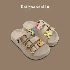 Sandal Selop Anak Cewek Sandal Daily Anti Slip Aksesoris Huruf Hewan Sendal Anak Tali Gesper Bahan Karet EVA Rubber Ukuran 24-35 H2510K-1 H2510T-1