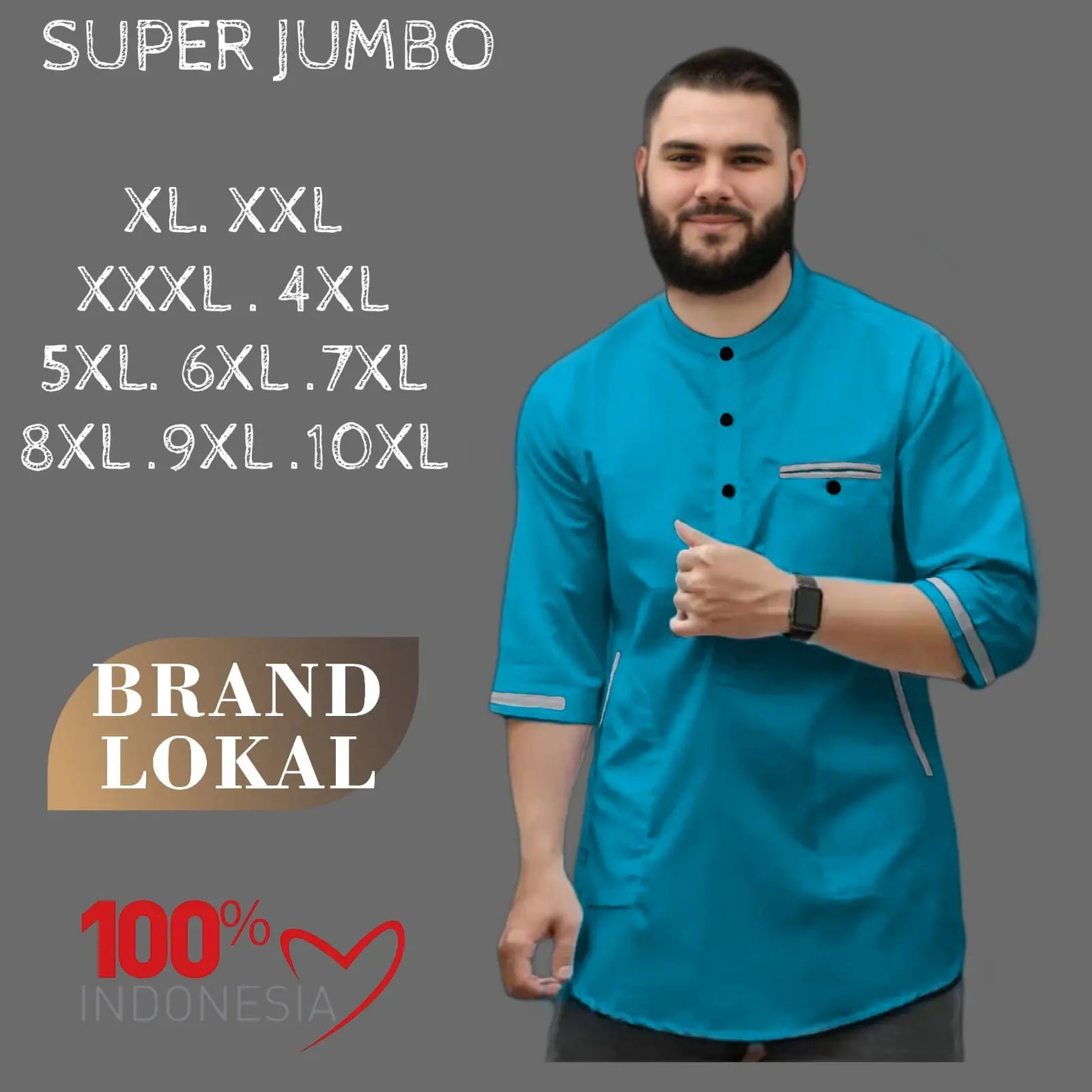 Baju koko kurta pria dewasa terlaris ukuran big size S M L XL XXL-10XL Katun Muslim