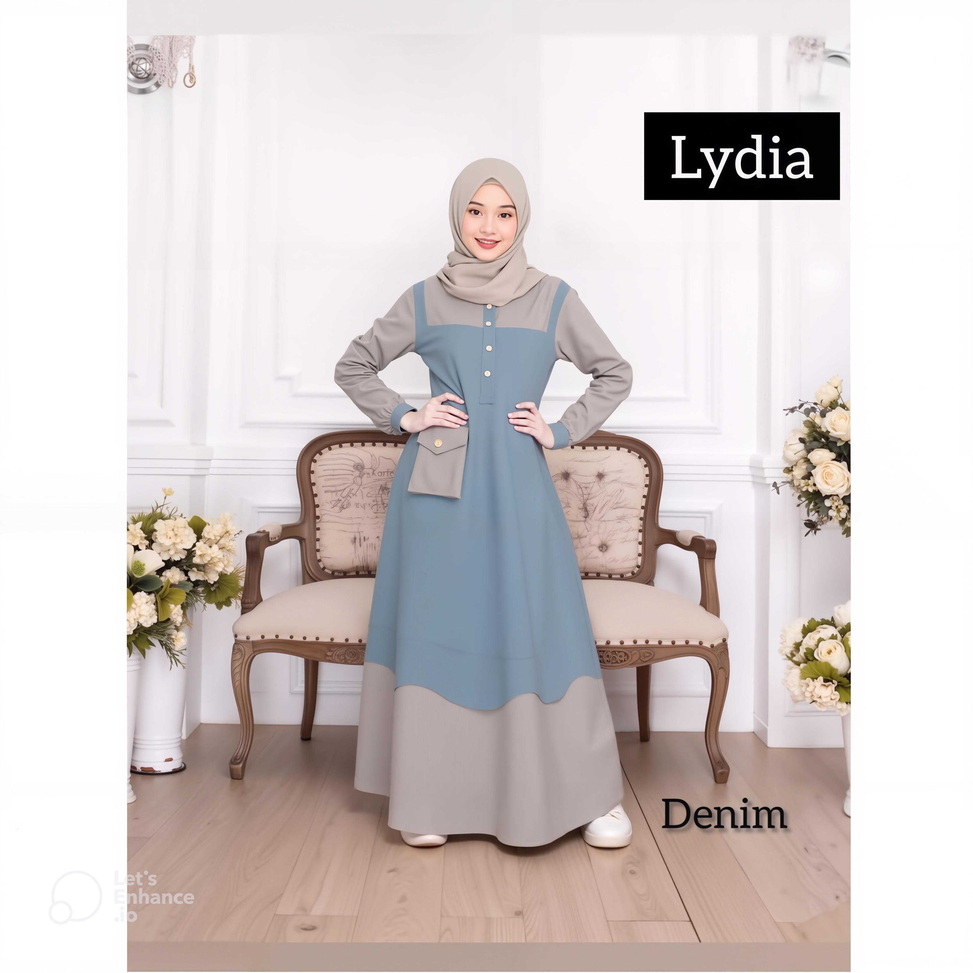 Lydia Baju Gamis Muslim Remaja Wanita Tanggung Dres Crinkle Airflow Usia 11-17 Tahun Syari Lebaran Anak Cantik Nyaman