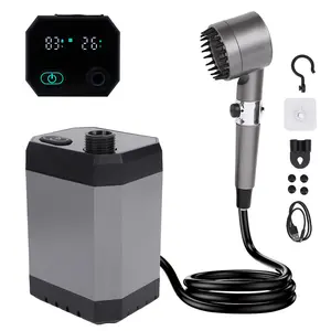 Portable Camping Shower 6000mAh Battery LED Display Outdoor Camp Pump for Hiking Travel Camping Shower with Power Display