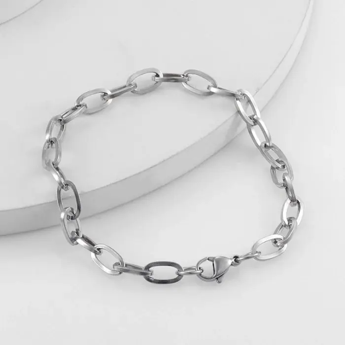 Gelang tangan wanita titanium rantai paper clip Aksesoris Gold Silver 2