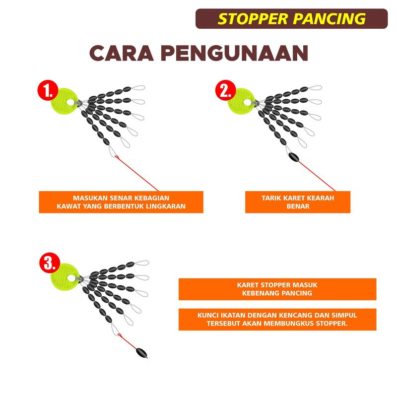 Stopper Batang Float Orca Pancing Warna Hitam Ukuran SS S M L XL - Rubber Oval Stopper Fishing Bobber Float Connector Fishing Tackle accessories 2