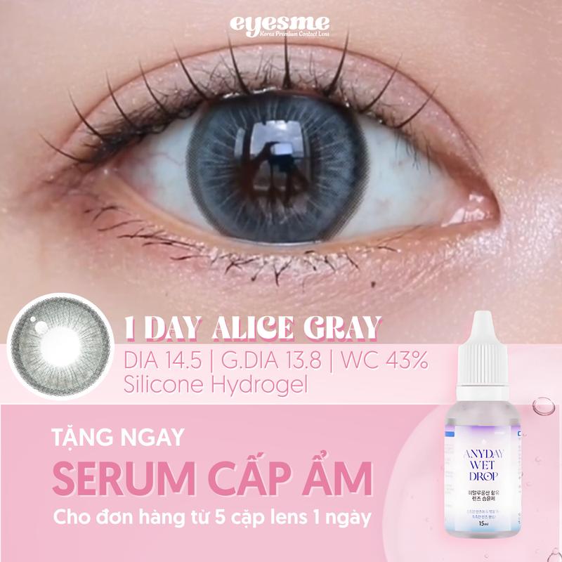  1 Day Alice Gray - Kính áp tròng Eyesme - Lens xám giãn tròng hack mắt to tròn 
