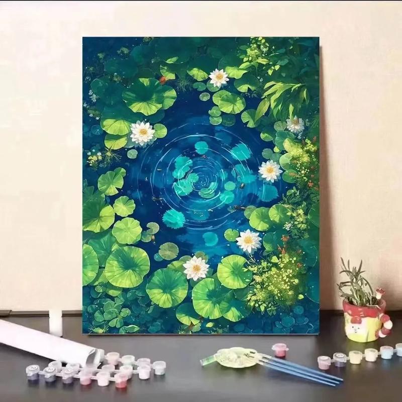 Bộ Tranh Tự Tô Màu Hồ Sen CAISIHUI Theo Số 40x50cm Có Khung Nghệ Thuật Treo Tường Phong Cách Thiền Thiên Nhiên Màu Xanh Lá Cây Hoa Sen Nước Quà Tặng Cho Người Lớn Và Trẻ Em