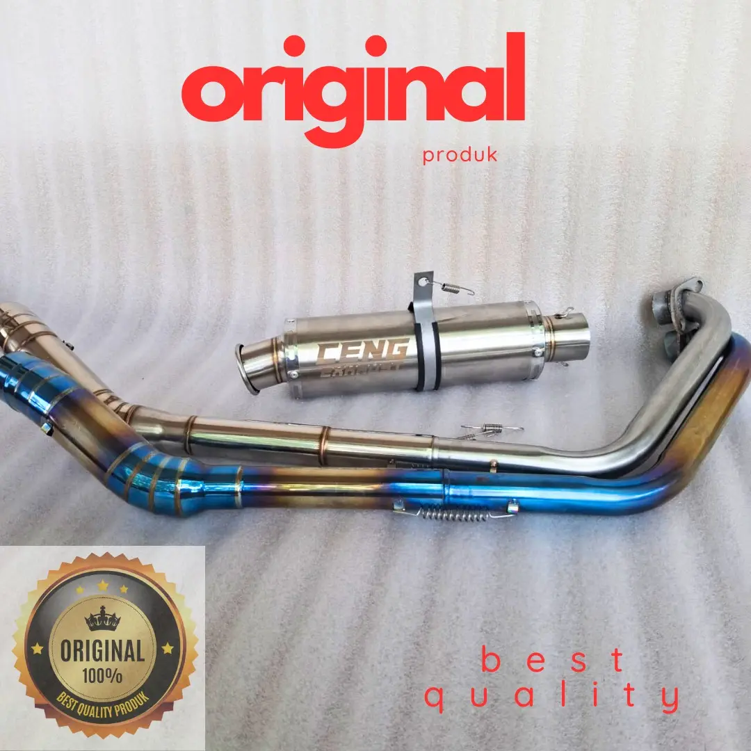Knalpot Racing Ceng Original Suara Bas Ulem Inlet 50mm Untuk Motor Vixion, Satra,Jupiter mx,Supra Gtr,Cb150R,R15,Megapro,Tiger dll