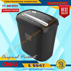 Deli E9947 Paper Shredder Mesin Penghancur Kertas Kapasitas 8 Lembar Potongan Cross Cut 5x38mm Penampungan 15 Liter Garansi Resmi 1 Tahun
