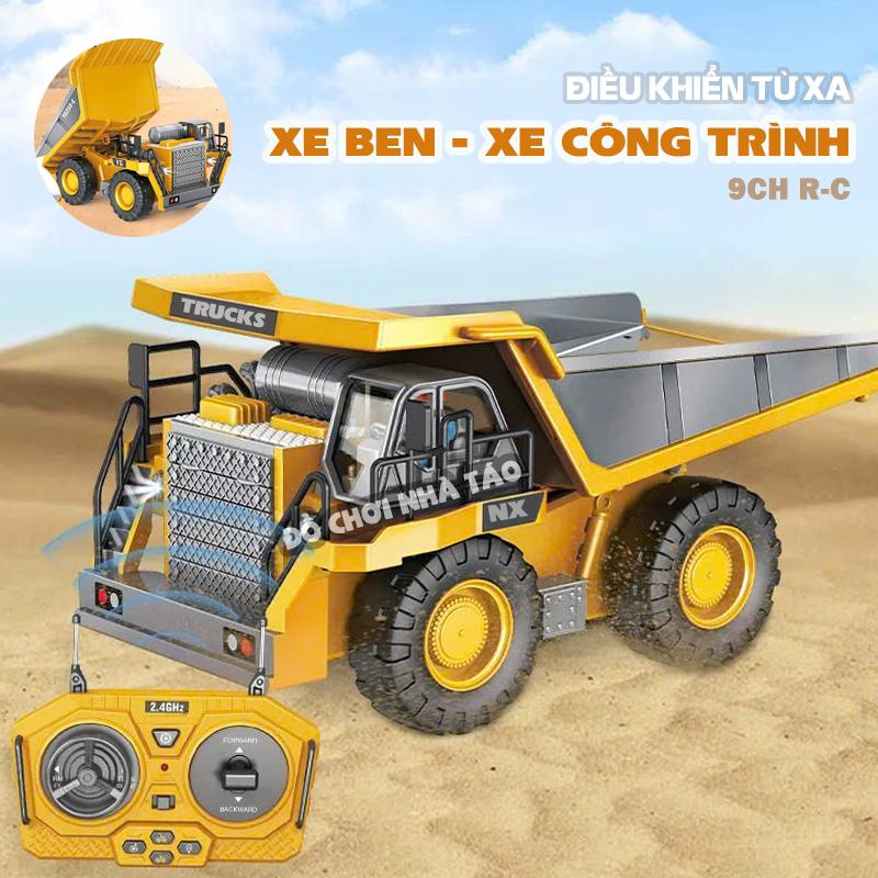  Xe Ben Điều Khiển Từ Xa 9 kênh thùng hợp kim Pin sac dẫn động 4x4 đồ chơi cho bé 